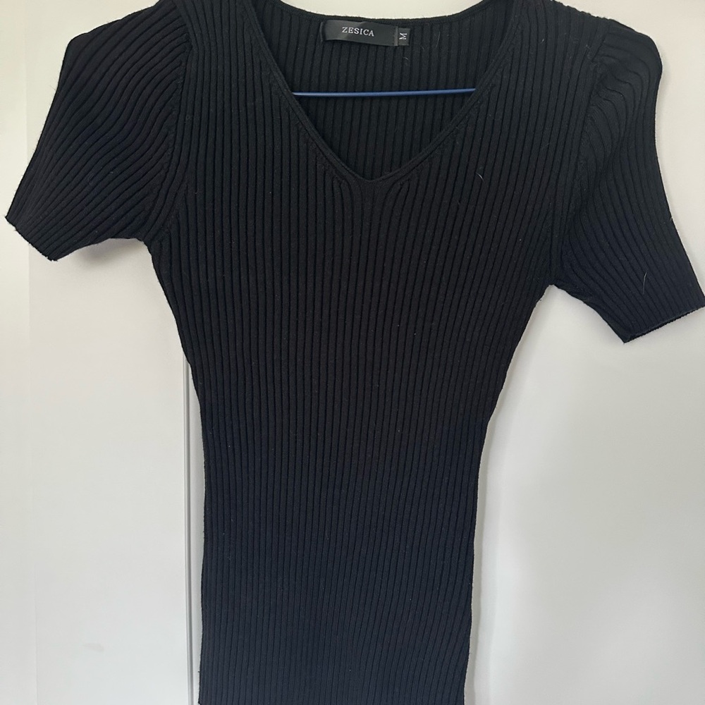 Women's Black Ribbed Top